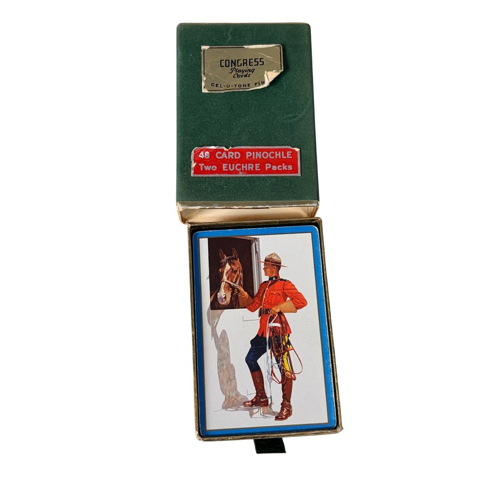 Vintage Congress Playing‎ Cards 48 Card Pinochle Two Euchre Packs RCMP Mountie